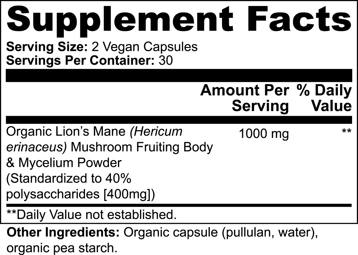 LION'S MANE Mushroom Formula - Capsules